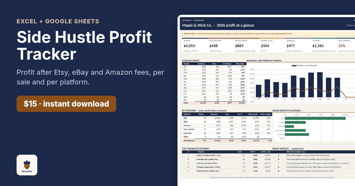 Side Hustle Profit Tracker preview